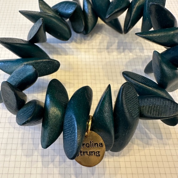 Teal Wood Bead Bracelet - Picture 3 of 3